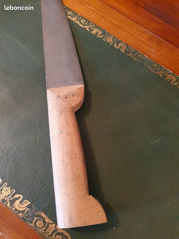 Ancien Couteau De Boucher Français - Lame 30cm - Manche Bois - Métier Art Pop