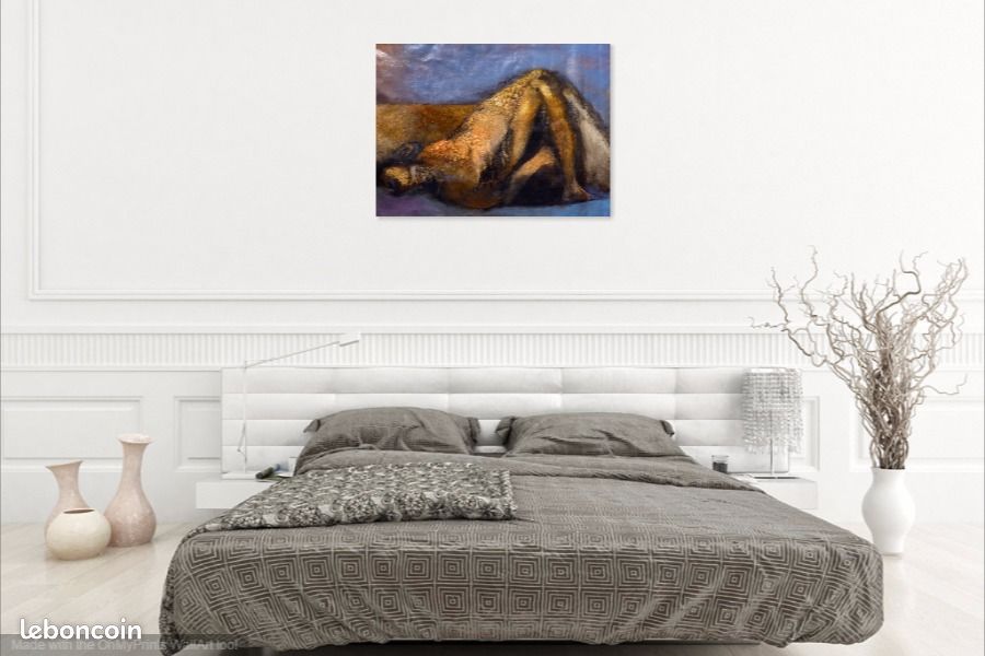 Tableau original huile sur toile: Nu couché (image 2)
