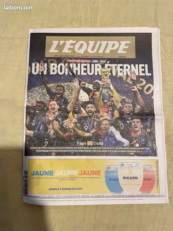 Journaux Coupe du monde 1998 Victoire Équipe de France (image 7)