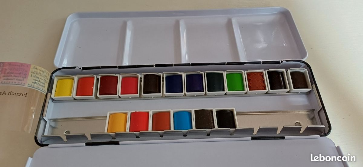Boîte de peinture aquarelle Sennelier neuve 18 demi godets (image 1)