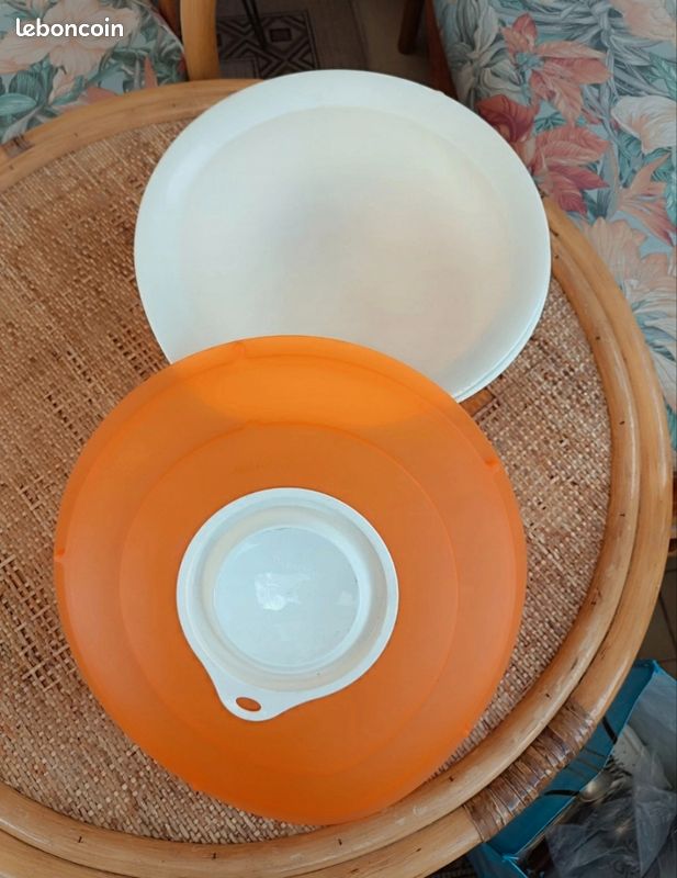 Grand Bol Batteur Vintage Tupperware Orange Et Blanc – Modèle 1368-1 Des Années 70