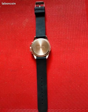 Montre Squad Force Neuve Avec Étiq. - Boîtier 45 Mm Argenté - Cadran Noir - Bracelet Cuir Simili