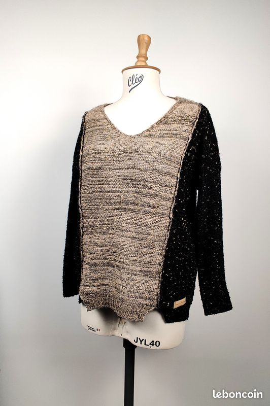 Pull laine de fêtes camel noir doré - Inès de la Fressange - M (image 1)