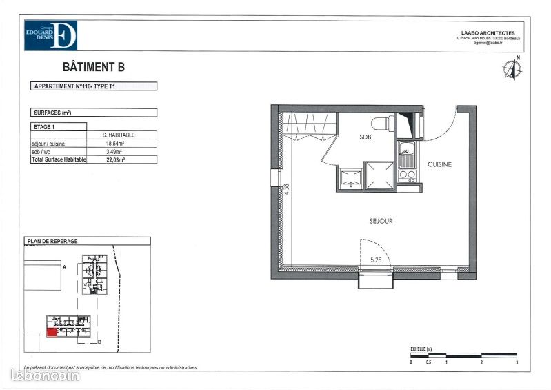 Appartement a louer villenave-d'ornon - 1 pièce(s) - 22 m2 - Surfyn
