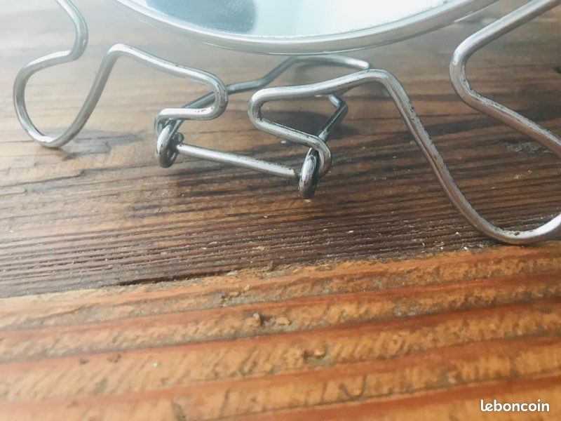 Miroir barbier rond vintage à poser, décor asiatique au verso (image 6)