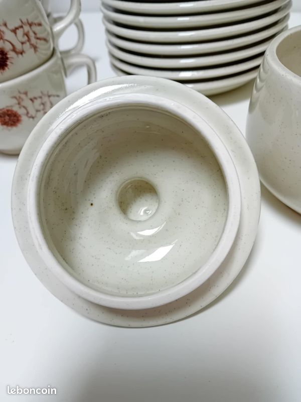 Service à Café Sarreguemines Grès – Motif Chardon Floral, Vintage France