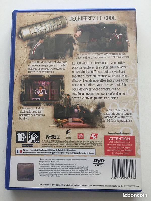 DA VINCI CODE SONY PLAYSTATION 2 PS2 EDITION FR PAL COMPLET