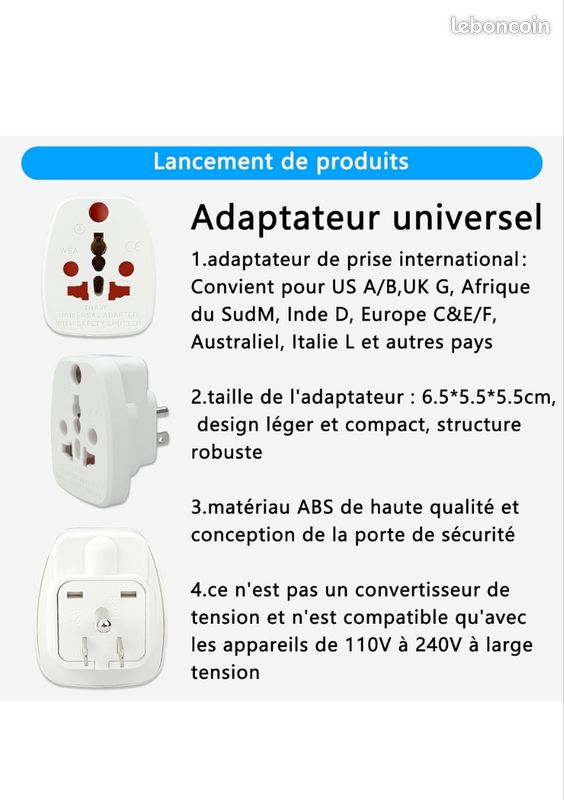 Adaptateur International Adaptateur Prise USA Vers Europe 2 Packs - Avec Ports USB - Pour Voyage États-Unis, Canada, Mexique Accessoire Voyage Multi-pays