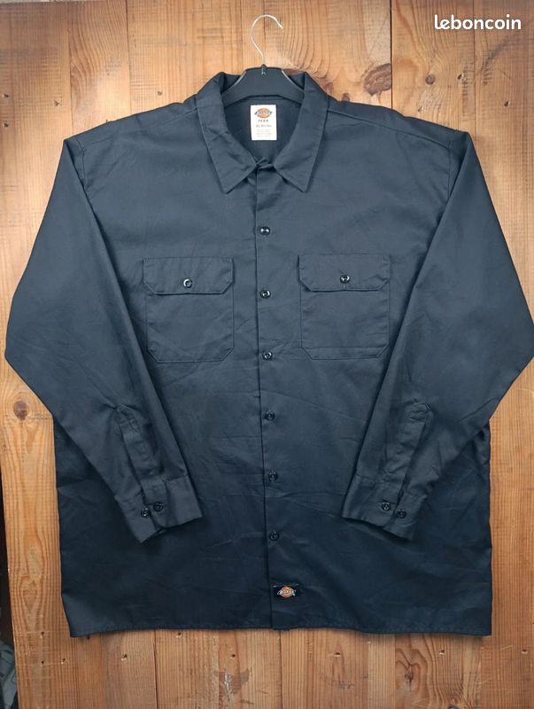 Chemise Dickies Flex Homme XL Noire Workwear Manches Longues USA #P180 (image 1)