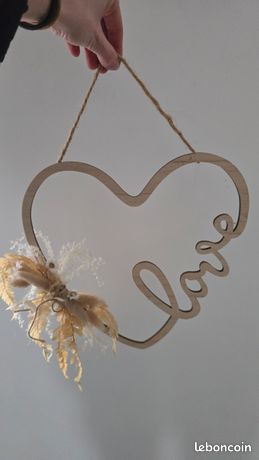 Suspension Noël en Bois Coeur dans Couronne - Unité - SILUMEN