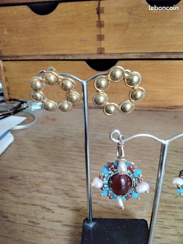 Boucles d’oreilles percées Sylvia Toledano plaqué or (image 3)