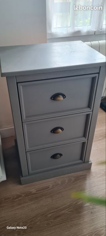 Commode Meuble De Rangement Avec Tiroirs Et Paniers En Bois Massif Blanc Vieilli Style Shabby Chic - Commode - Chiffonnier