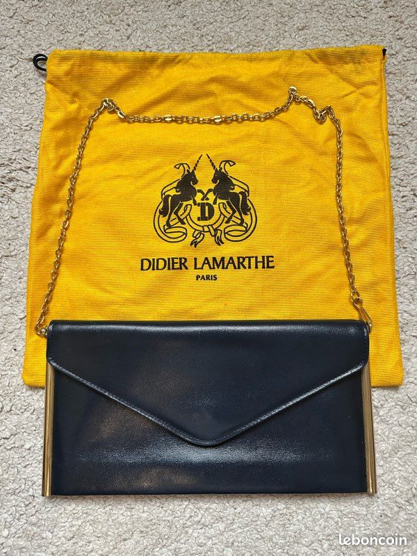 Pochette Porté Main Didier Lamarthe Bleu Marine - Cuir, Neuf Sans étiquette, état Neuf