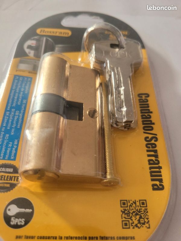 Cylindre De Serrure De Porte Biaisé 70 Mm 3 Clés Antivol Entrée Laiton - Foto 2