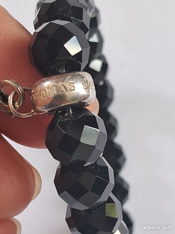 Bracelet Thomas Sabo avec des perles en verre ou Onyx et argent 925 signé (image 6)