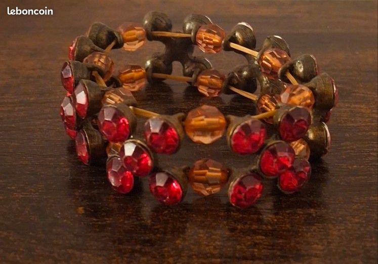 Bracelet Vintage En Plastique Rouge Superbe - N°3 - Occasion - Fabriqué En France
