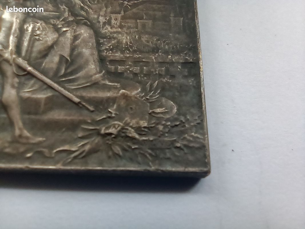 Médaille / Plaque De Tir De L'Union Des Sociétés De Tir De France - XIXe Siècle, Argent Plaqué, Poinçon CORNE