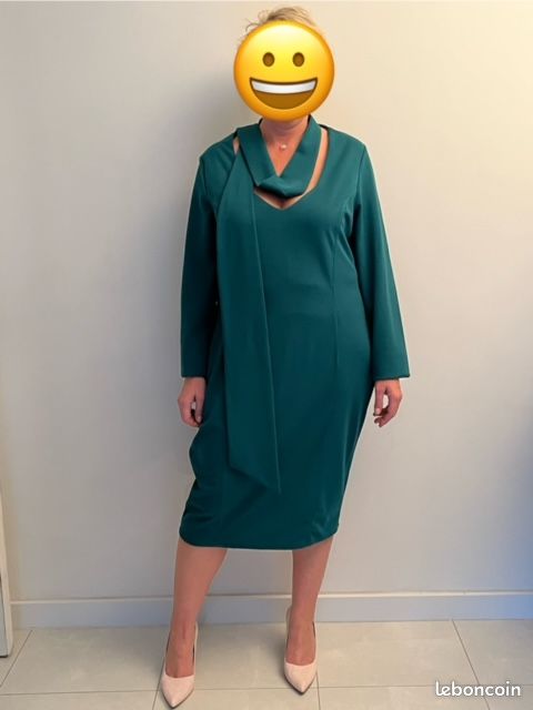 Robe Forla Paris Taille XL – Noire Et Verte, Longueur Genou, Neuve Avec étiquettes