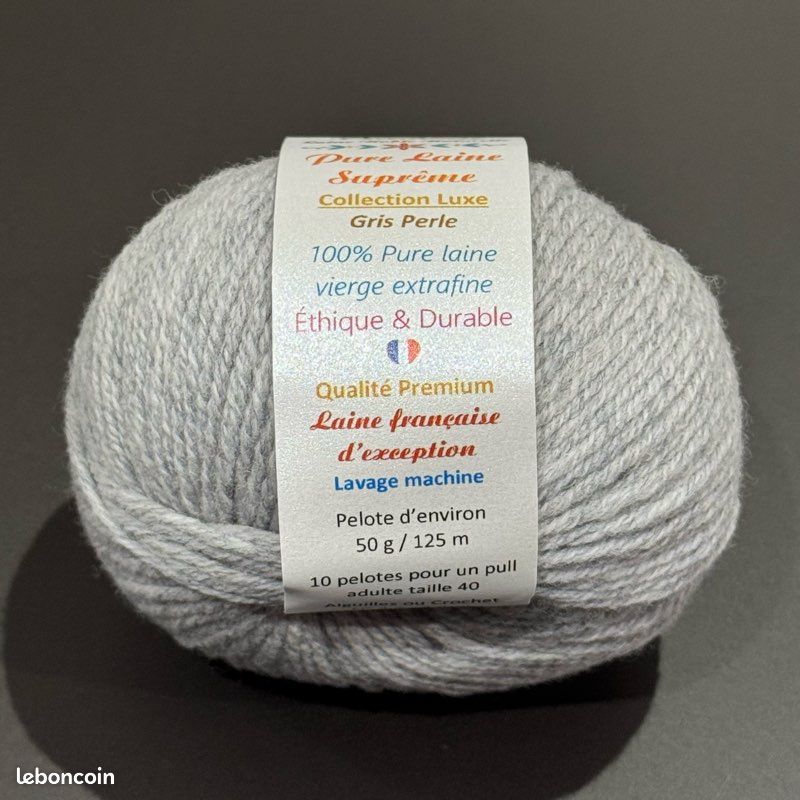 Pure laine suprême gris perle 16 pelotes de 50g 130m (image 4)