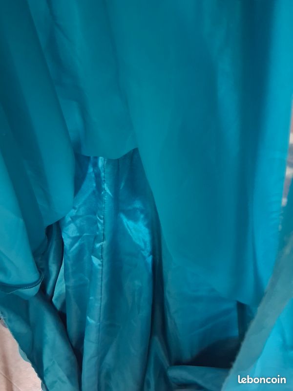Robe de soirée JUJU & CHRISTINE Bleu Paon Dentelle + Châle - Taille M 38/40 (image 8)