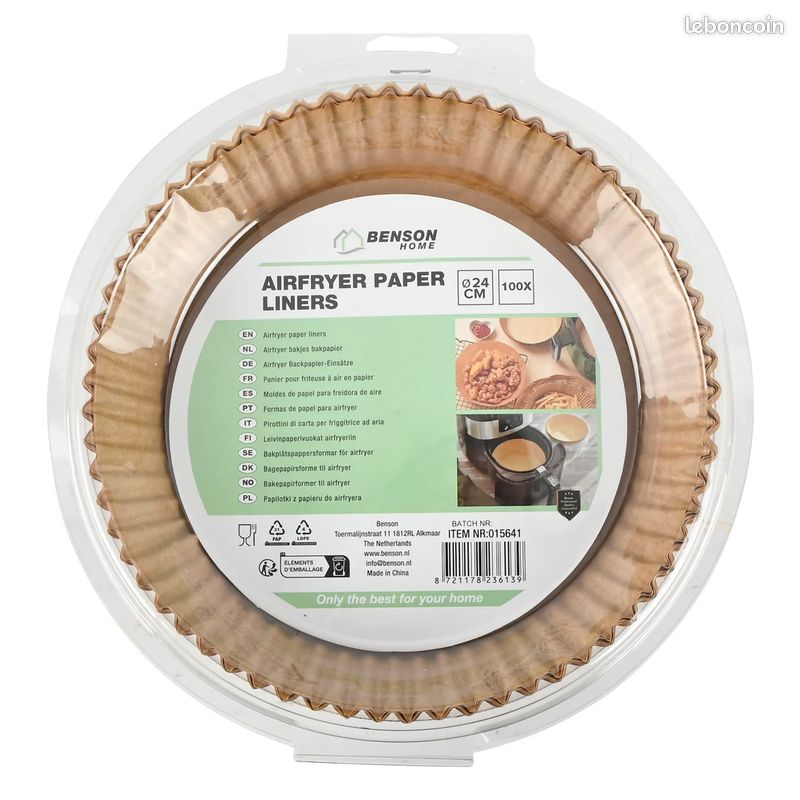 100 Feuilles Papier Airfryer 20cm Anti-Adhérent - Accessoire Friteuse à Air Jetable
