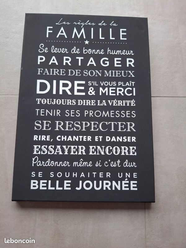 Toile décorative les règles de la famille (image 1)