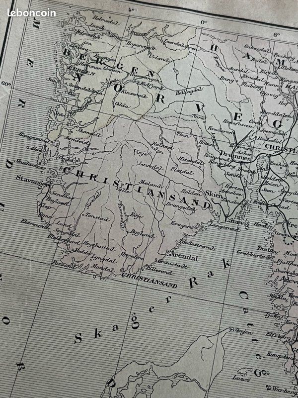 États scandinaves - Carte géographique ancienne (image 3)