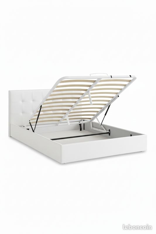 Lit coffre premium Blanc sans matelas 140x190 Confort optimal (image 2)