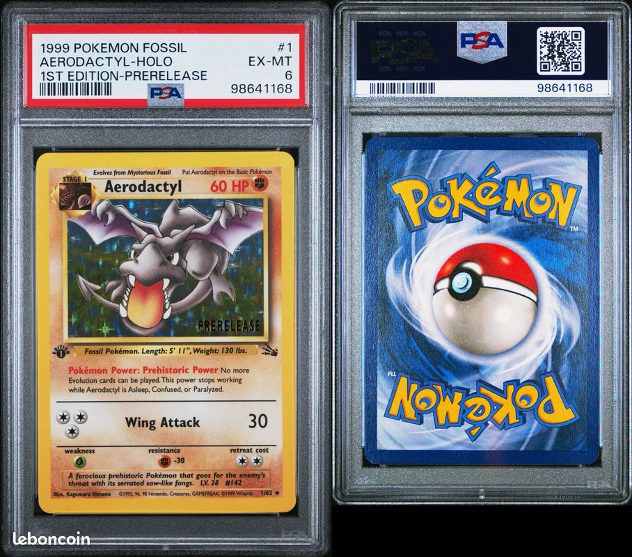 Ptera Fossil 1st Edition "Prerelease" PSA 6 carte Pokmon rare (WotC 1999, anglaise) - Collection Ptera Fossil 1st Edition "Prerelease" PSA 6 carte Pokmon rare (WotC 1999, anglaise) - Collection