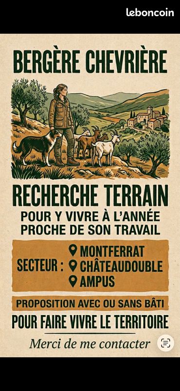 Achat terrain pour vivre à l’année · à Châteaudouble · 50 000 €