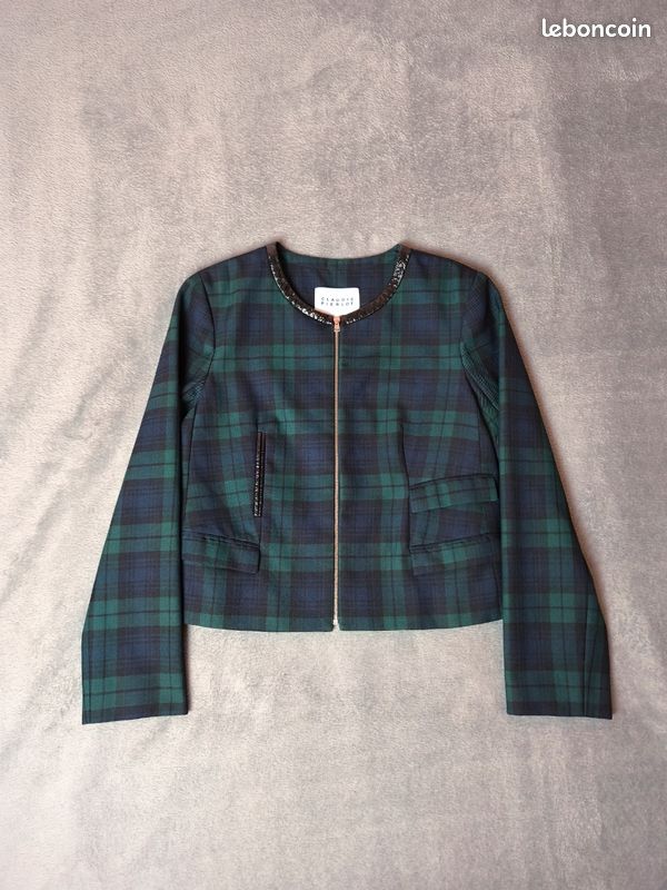 Gilet de costume à double boutonnage en Laine Bleu à rayures à revers