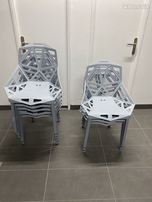 Vend 8 chaise polypropylène pied acier laqué gris (image 5)