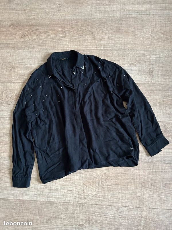 Blouse chemise noire à manches longues Kaporal taille S bon état (image 7)