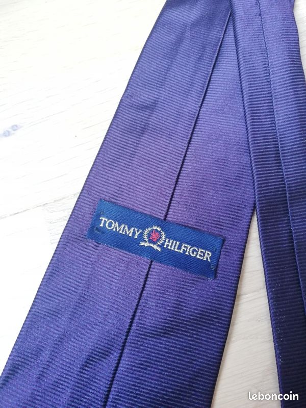 Cravate Homme Frederick Thomas - Violet Foncé & Bleu Marine Rayées - Faite Main UK
