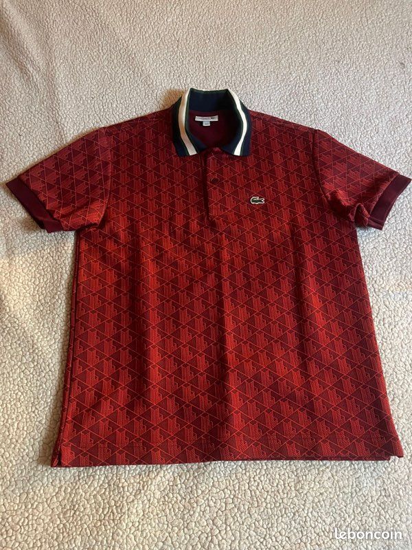 Ensemble survêtement veste, pantalon et t-shirt rouge originale authentique de marque Lacoste (image 9)