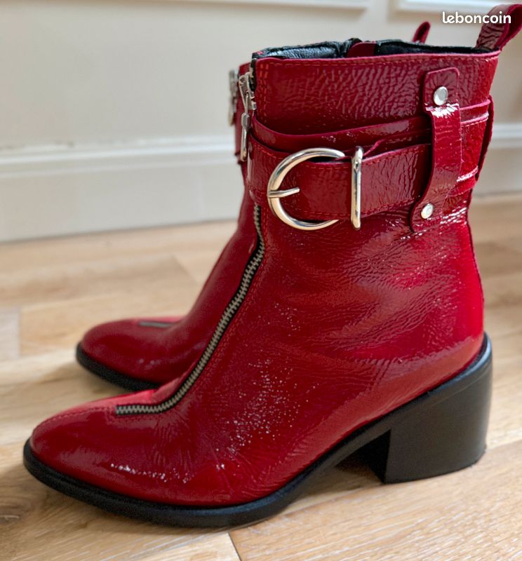 Bottines M&S AUTOGRAFHE En Cuir Oxblood - Talon Bloc 8.3cm, Taille UK 7.5, Neuves Avec étiquettes