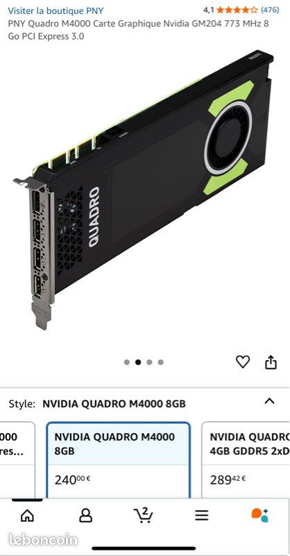 Carte graphique Nvidia Quadro M4000 - Accessoires informatique