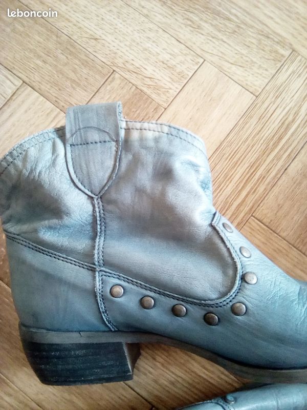 Bottines cuir bleu FELMINI pointure 39 (image 3)