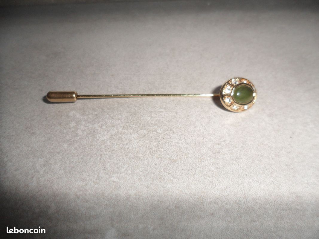 Épingle à Cravate Vintage - Perle Sur Disque Doré Faceté - Plaqué Or - Aiguille