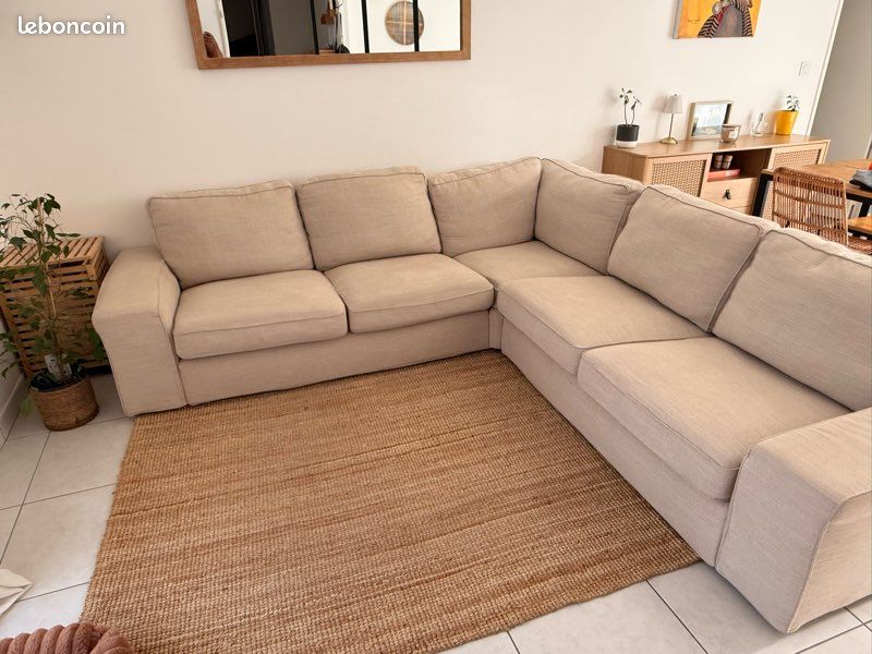 Photo 4 de Canapé d’angle IKEA KIVIK 5 places – Beige clair Tresund entièrement déhoussable
