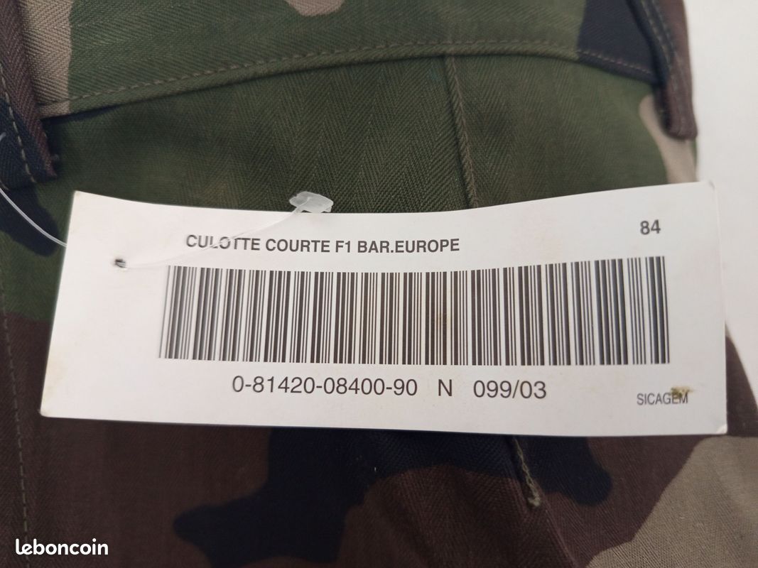 Short Armée Française MA GE CO Taille 44 - Neuf Sans étiquettes