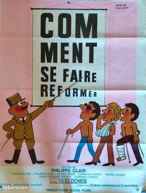 Affiche originale vintage – « Comment se faire réformer » – Philippe Clair – Années 70 – État moyen (pliures/découpes naturelles) (image 1)