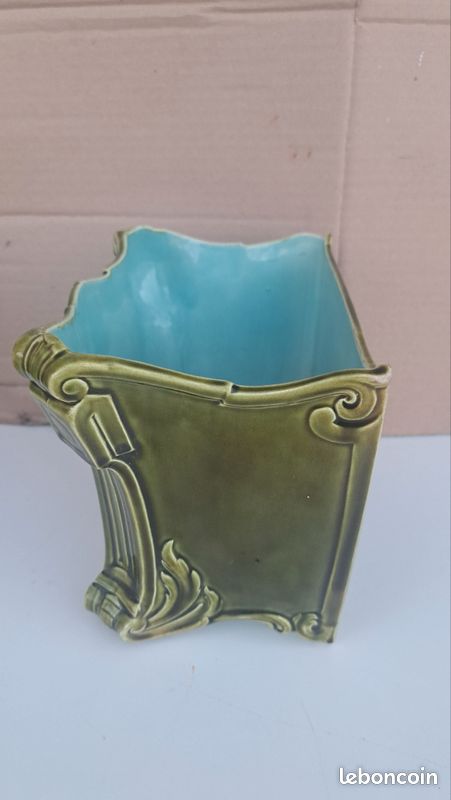 Rare paire de cache-pots Sarreguemines Art nouveau en barbotine – modèle 331 (image 11)
