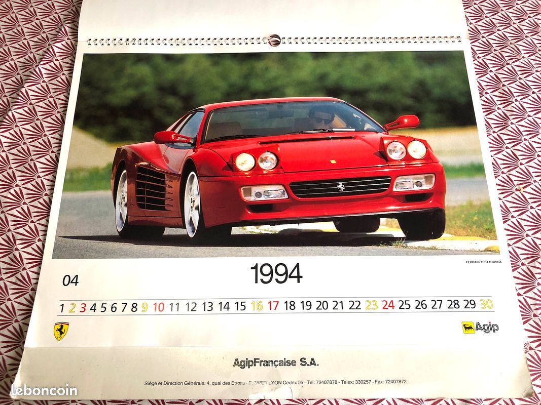 Ancien Calendrier AGIP-FERRARI 1974-1994 Tourisme et F1