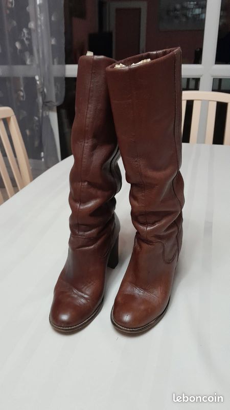 Bottes cuir couleur cannelle (image 1)