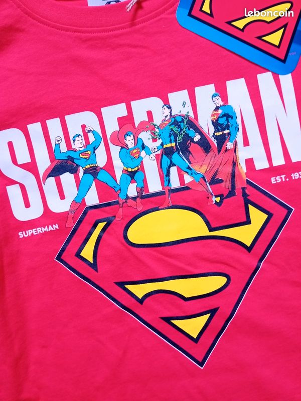 T-shirt Superman Pour Garçon - Bleu, Manches Courtes, Coton - Taille M (jeunesse)