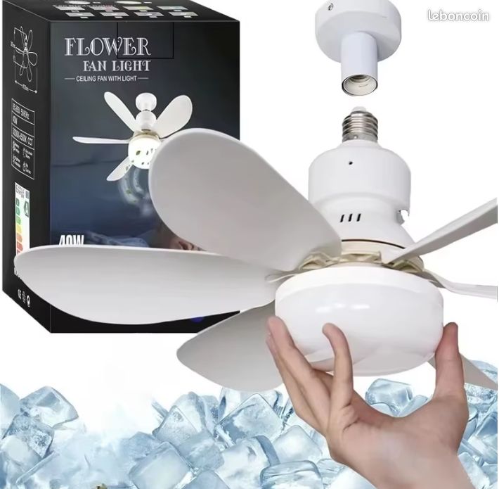 FABRILAMP Ventilateur De Plafond DC Sparta L White 3 Lames Rétractables Avec Télécommande Et Lumière LED