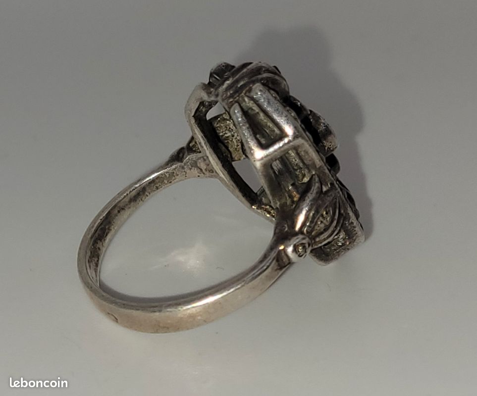 Bague Art Déco En Argent Massif Avec Quartz Rutile - Taille 56 - Cadeau - Occasion