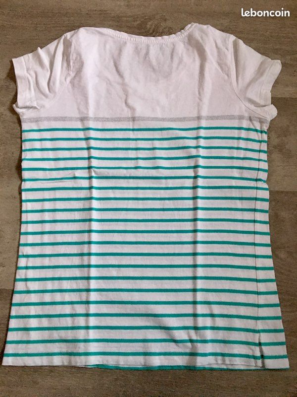 T-shirt type marin blanc-vert taille 2 / M (image 5)