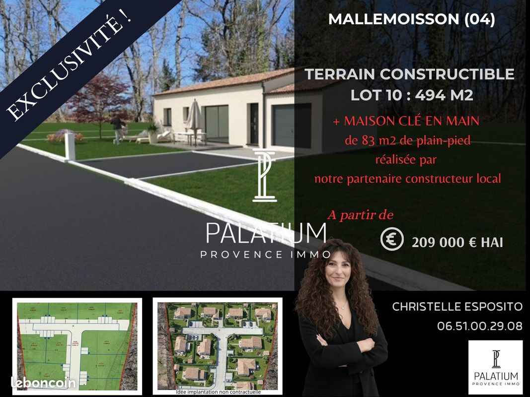 Terrain 494 m² · à Mallemoisson · 494 m² · 209 000 €